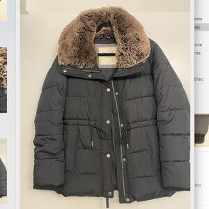 Abercrombie & Fitch Black Puffer Jacket w/ Faux Fur Collar -  M